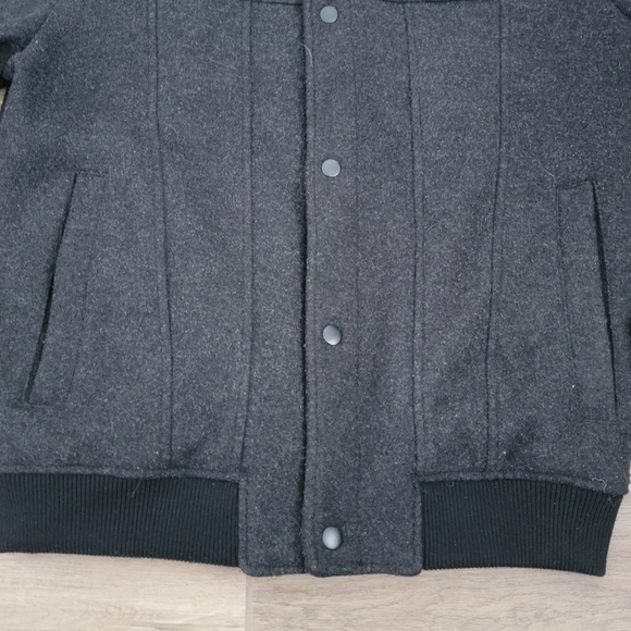 Zara Black Wool Blend Pocket Jacket With Elastic Waist Band Mens Small - Picture 8 of 16